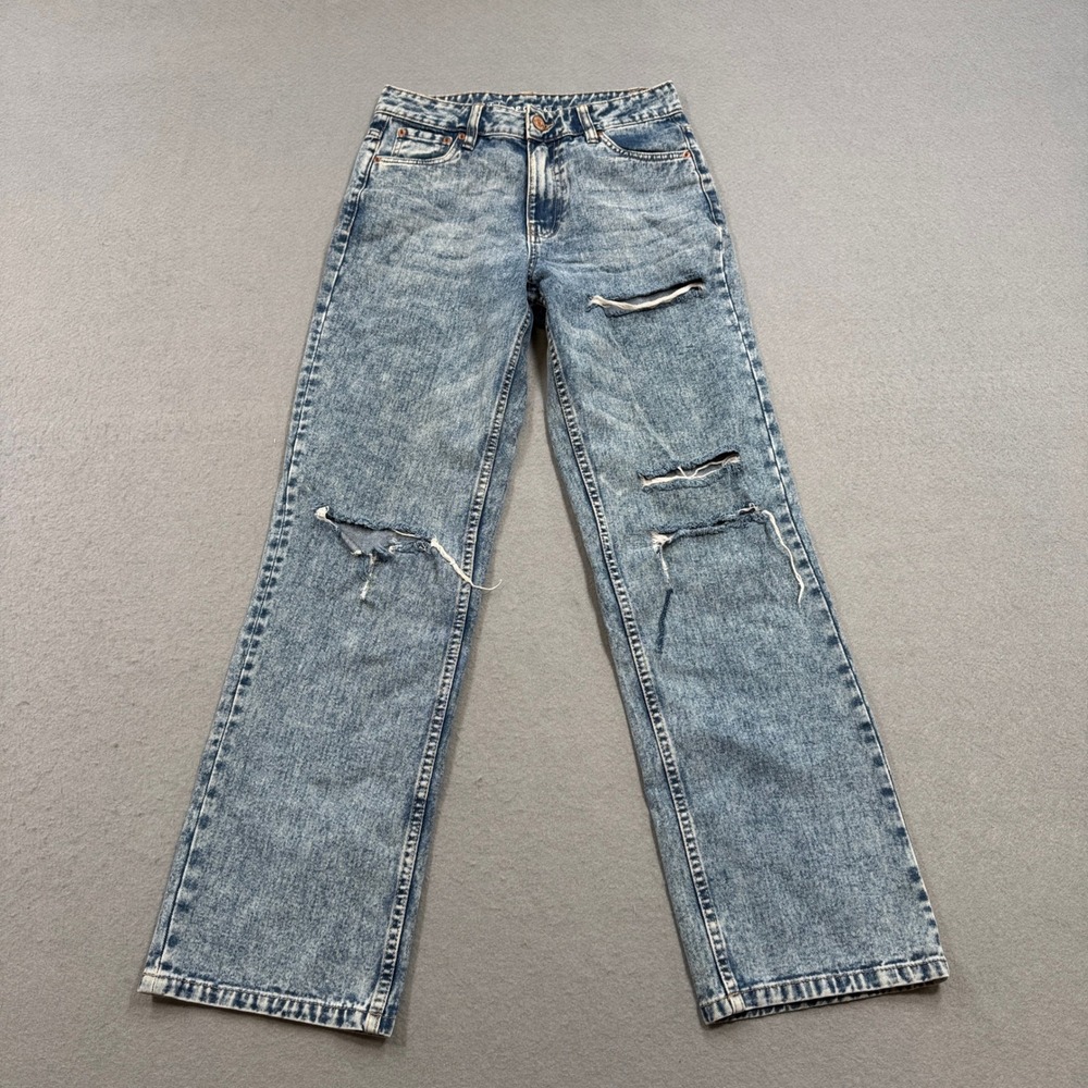 Aeropostale Jeans Women's 2 Acid Wash High Rise Wide Leg 90s Baggy Distressed
